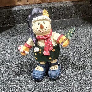 3 different Snowman Christmas Carved Figurines